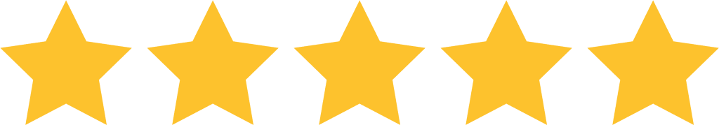 Five large, yellow stars in a horizontal row on a white background, representing a five-star rating for Rider Position 2023.