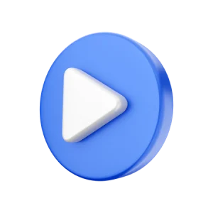 A 3D illustration of a blue circular button with a white triangular play icon in the center, resembling a media playback button—perfect for visualizing Rider Ranking or tracking Rider Position in 2023 competitions.