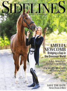 Amelia Newcomb featured on the front of a dressage magazine called Sidelines