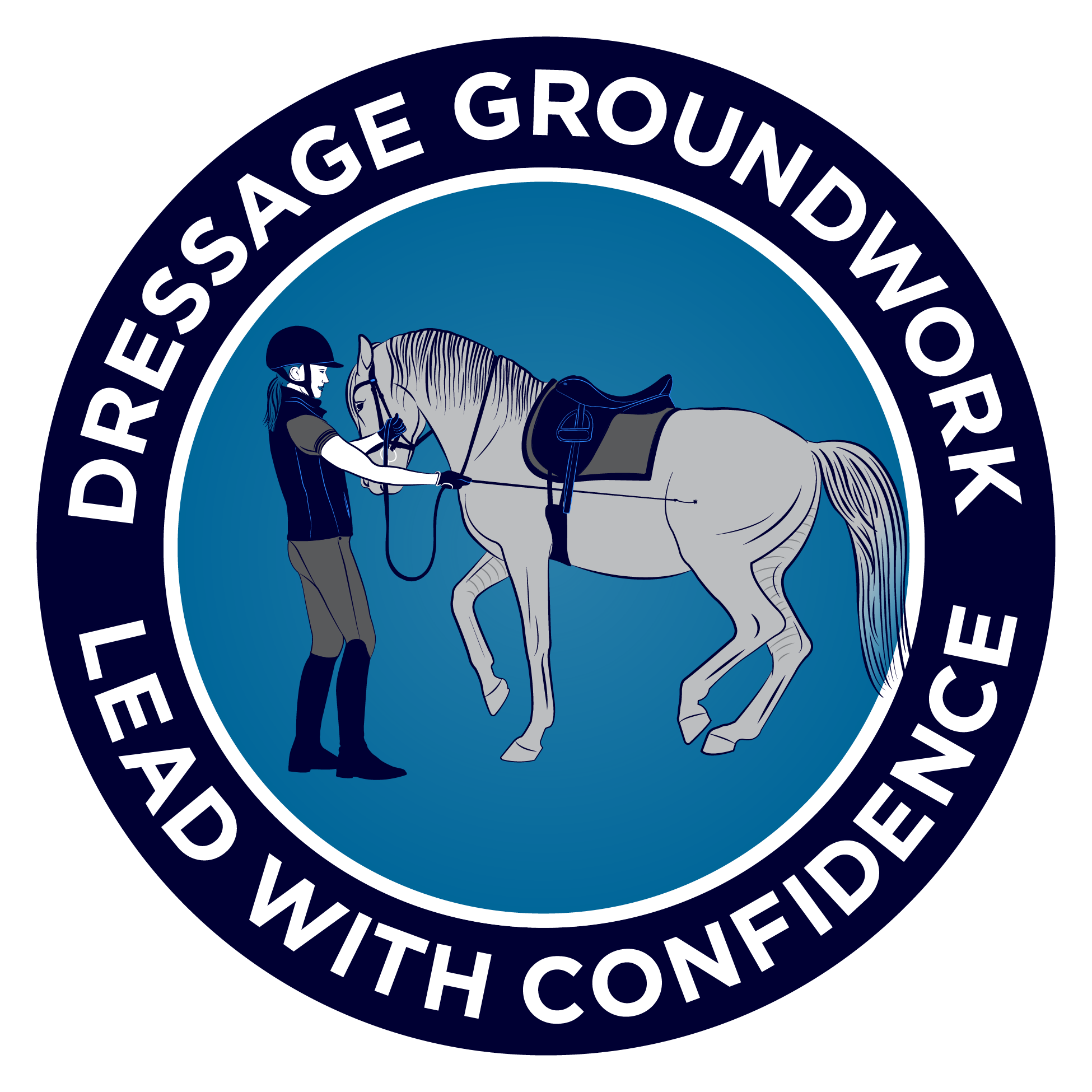 Logo for Amelia's dressage groundwork lead with confidence.